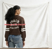 Coach New York Varsity Cardigan Flannel Throw Blanket C323
